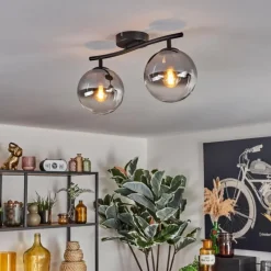 hofstein Gastor Plafonnier, Boule lumineuse Clair, Fumé, 2 lumières