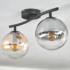 hofstein Gastor Plafonnier, Boule lumineuse Ambre, Clair, Fumé, 2 lumières