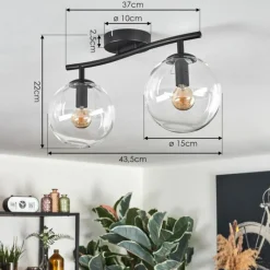 hofstein Gastor Plafonnier, Boule lumineuse Clair, 2 lumières