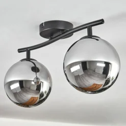 hofstein Gastor Plafonnier, Boule lumineuse Chrome, Fumé, 2 lumières