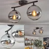 hofstein Gastor Plafonnier, Boule lumineuse Chrome, Clair, Fumé, 2 lumières