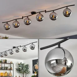 hofstein Gastor Plafonnier, Boule lumineuse Chrome, Fumé, 6 lumières