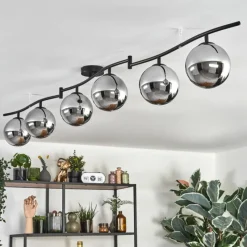hofstein Gastor Plafonnier, Boule lumineuse Chrome, Fumé, 6 lumières
