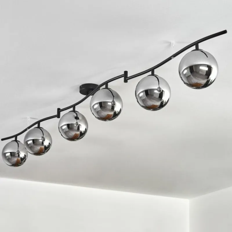 hofstein Gastor Plafonnier, Boule lumineuse Chrome, Fumé, 6 lumières