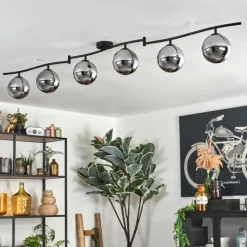 hofstein Gastor Plafonnier, Boule lumineuse Chrome, Fumé, 6 lumières