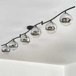 hofstein Gastor Plafonnier, Boule lumineuse Chrome, Clair, Fumé, 6 lumières