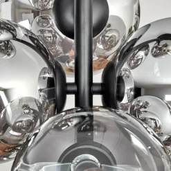 hofstein Gastor Plafonnier, Boule lumineuse 32 cm Chrome, Clair, Fumé, 8 lumières