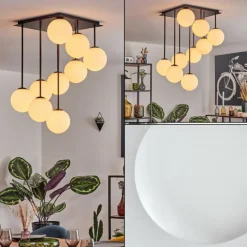 hofstein Gastor Plafonnier, Boule lumineuse Blanc, 9 lumières