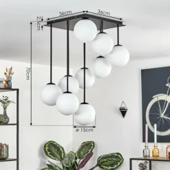 hofstein Gastor Plafonnier, Boule lumineuse Blanc, 9 lumières