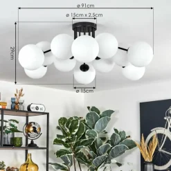 hofstein Gastor Plafonnier, Boule lumineuse Blanc, 12 lumières