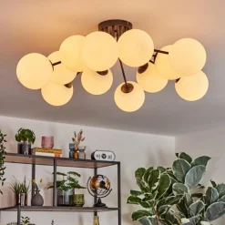 hofstein Gastor Plafonnier, Boule lumineuse Blanc, 12 lumières