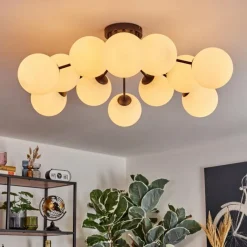 hofstein Gastor Plafonnier, Boule lumineuse Blanc, 12 lumières