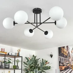hofstein Gastor Plafonnier, Boule lumineuse Blanc, 6 lumières