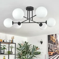 hofstein Gastor Plafonnier, Boule lumineuse Blanc, 6 lumières