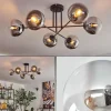 Suspension Verre Fumé-hofstein Gastor Plafonnier, Boule lumineuse 80 cm Chrome, Clair, Fumé, 6 lumières