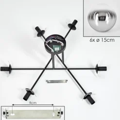 Suspension Verre Fumé-hofstein Gastor Plafonnier, Boule lumineuse 80 cm Chrome, Clair, Fumé, 6 lumières