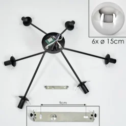 Suspension Verre Fumé-hofstein Gastor Plafonnier, Boule lumineuse 80 cm Chrome, Fumé, 6 lumières