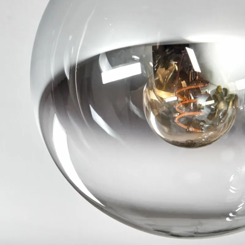 Suspension Verre Fumé-hofstein Gastor Plafonnier, Boule lumineuse Chrome, Clair, Fumé, 5 lumières