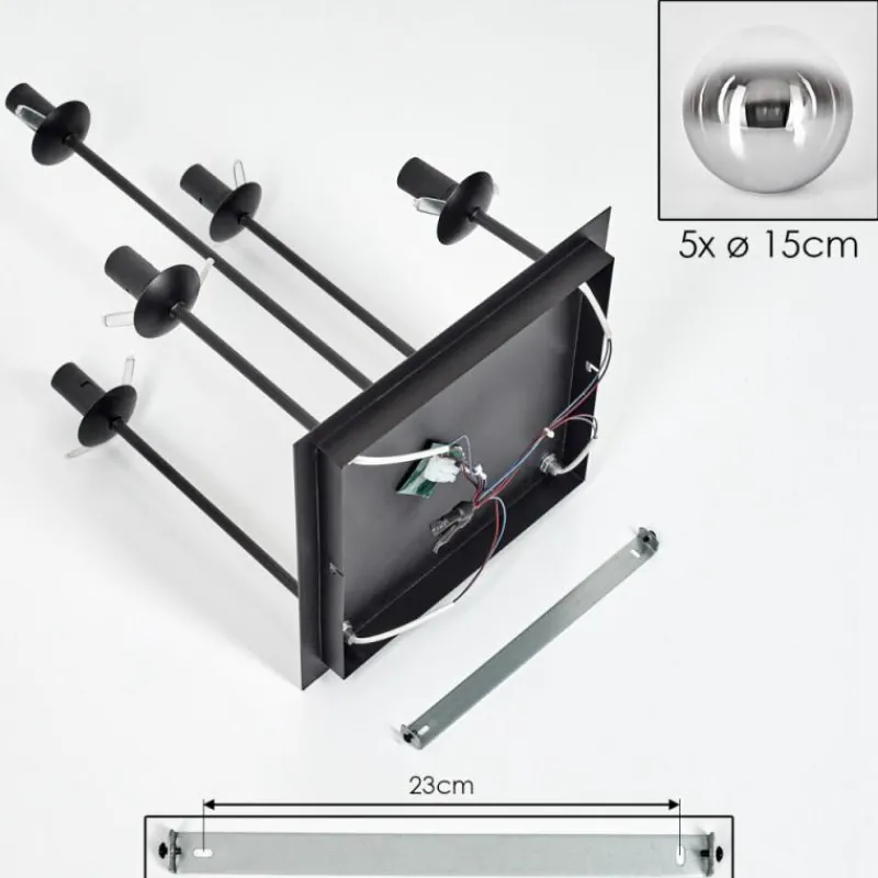 Suspension Verre Fumé-hofstein Gastor Plafonnier, Boule lumineuse Chrome, Clair, Fumé, 5 lumières