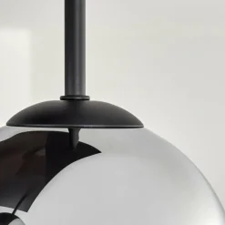 Suspension Verre Fumé-hofstein Gastor Plafonnier, Boule lumineuse Chrome, Clair, Fumé, 5 lumières