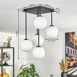 hofstein Gastor Plafonnier, Boule lumineuse Blanc, 5 lumières