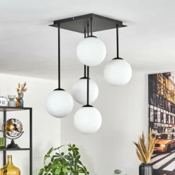 hofstein Gastor Plafonnier, Boule lumineuse Blanc, 5 lumières