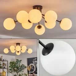 hofstein Gastor Plafonnier, Boule lumineuse 87 cm Blanc, 8 lumières