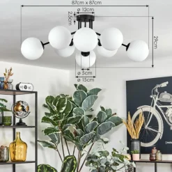 hofstein Gastor Plafonnier, Boule lumineuse 87 cm Blanc, 8 lumières