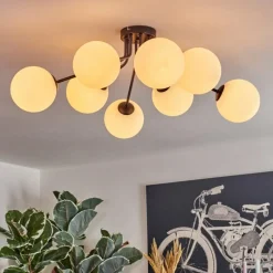 hofstein Gastor Plafonnier, Boule lumineuse 87 cm Blanc, 8 lumières