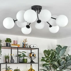 hofstein Gastor Plafonnier, Boule lumineuse 83 cm Blanc, 10 lumières