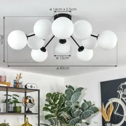 hofstein Gastor Plafonnier, Boule lumineuse 83 cm Blanc, 10 lumières