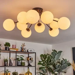 hofstein Gastor Plafonnier, Boule lumineuse 83 cm Blanc, 10 lumières