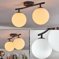 hofstein Gastor Plafonnier, Boule lumineuse Blanc, 2 lumières
