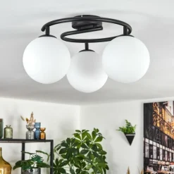 hofstein Gastor Plafonnier, Boule lumineuse Blanc, 3 lumières