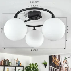 hofstein Gastor Plafonnier, Boule lumineuse Blanc, 3 lumières