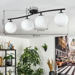 hofstein Gastor Plafonnier, Boule lumineuse Blanc, 4 lumières