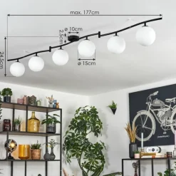 hofstein Gastor Plafonnier, Boule lumineuse Blanc, 6 lumières