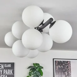 hofstein Gastor Plafonnier, Boule lumineuse Blanc, 10 lumières