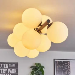 hofstein Gastor Plafonnier, Boule lumineuse Blanc, 10 lumières