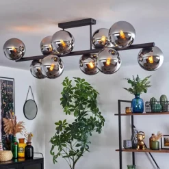 hofstein Gastor Plafonnier, Boule lumineuse Chrome, Fumé, 10 lumières