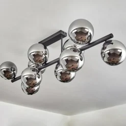 hofstein Gastor Plafonnier, Boule lumineuse Chrome, Fumé, 10 lumières