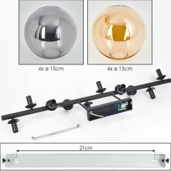 hofstein Gastor Plafonnier, Boule lumineuse Ambre, Fumé, 10 lumières