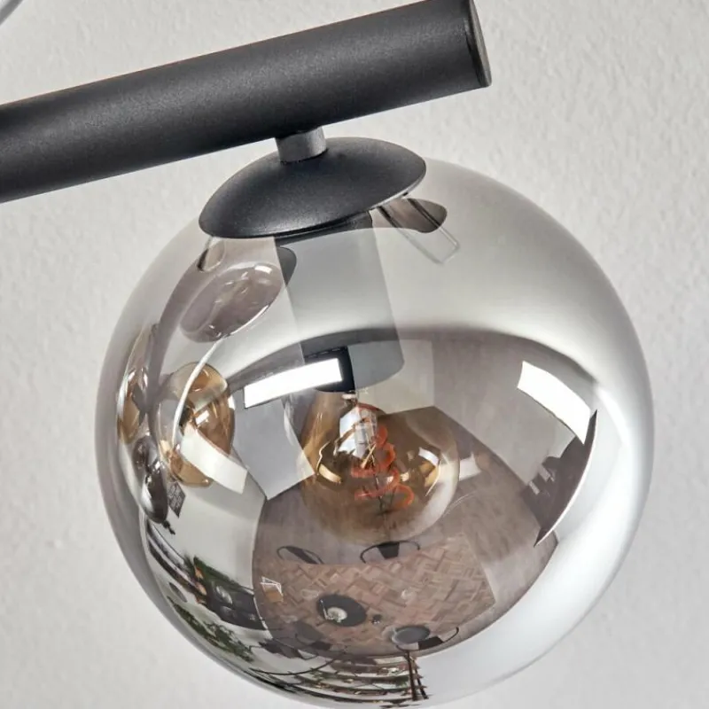 hofstein Gastor Plafonnier, Boule lumineuse Ambre, Fumé, 10 lumières