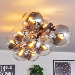 hofstein Gastor Plafonnier, Boule lumineuse Clair, Fumé, 10 lumières