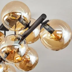 hofstein Gastor Plafonnier, Boule lumineuse Ambre, 10 lumières