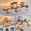 hofstein Gastor Plafonnier, Boule lumineuse Ambre, Fumé, 10 lumières