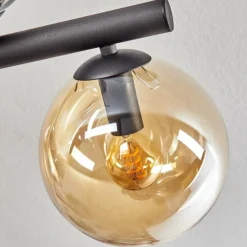 hofstein Gastor Plafonnier, Boule lumineuse Ambre, Fumé, 10 lumières