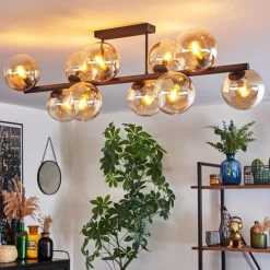 hofstein Gastor Plafonnier, Boule lumineuse Ambre, Clair, 10 lumières