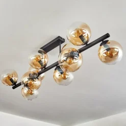 hofstein Gastor Plafonnier, Boule lumineuse Ambre, Clair, 10 lumières
