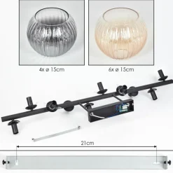 hofstein Gastor Plafonnier, Boule lumineuse Ambre, Clair, Fumé, 10 lumières
